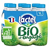 Lactel Lait Bio Engagé Demi-Écrémé, 6 x 1L
