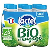 Lactel Lait Bio Engagé demi-écrémé Set de 6 bouteilles 50cl