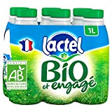 Lactel Lait écrémé bio - Les 6 bouteilles de 1L