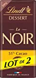 Lindt - Tablette Noir 51% Cacao DESSERT - Chocolat Noir - Pour Pâtisser - 200g - Lot de 2