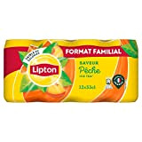 Lipton Ice Tea Boisson aux Extraits de Thé Saveur Pêche, 12 x 33cl