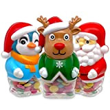 Lot de 3 figurines de Noël remplies de chocolat coloré, mignons amis pingouin renne Santa avec lentilles de chocolat rétro, ...