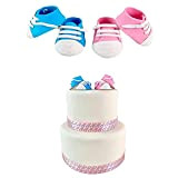 Lot de 4 baskets bébé roses et bleu en sucre 45mm, cake topper pour la décoration de gâteaux pour baby ...