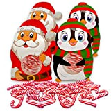 Lot de 4 paquets cadeaux de Noël avec mini cannes à sucre rouge et blanc à rayures avec goût fraise, ...