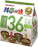 Marukome Soupe Miso Ryotei no Aji 4 Saveurs, Réduit en Sel, Pack de 36 Soupes Miso Instantanées Japonaises (Algues Wakame, ...