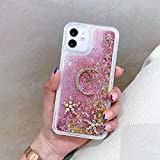 Miagon Coque Liquide Case pour iPhone 11,Sables Mouvants Glitter Sparkle Floating 3D Diamant Étui Transparent Housse Cover,Lune Star Rose