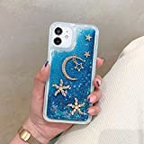 Miagon Coque Liquide Case pour iPhone XS Max,Sables Mouvants Glitter Sparkle Floating 3D Diamant Étui Transparent Housse Cover,Lune Star Bleu