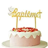 MKISHINE Baptême Cake Topper pour Baptême Décorations de Gâteau pour Un Baptême Decoration Fête de Naissance Fille Garçon Bebe