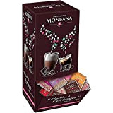 Monbana Coffret 800 gr Assortiment de 200 carrés de chocolat. 10 saveurs différentes, chocolat au lait, noir 70 %...