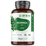 Moringa Bio Gélules 1650mg - 180 Gélules Vegan - Complément Alimentaire de Feuilles Moringa Oleifera Bio Certifié AB, Source de ...