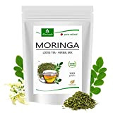MoriVeda® - Thé de Moringa 100g mélange de feuilles coupées (naturel). Qualité garantie et meilleur goût (1x100g)