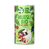 Muesli Bio aux Fruits OneDayMore 400g Vegan Sans sucre &arômes artificiels (Muesli Bio aux Fruits) Muesli riche en protéines& fibres ...