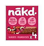 Nākd. Framboises | Raw Barres de Fruits et Noix | 100% D'ingrédients Naturels | Sans Sucre Ajoutés | Vegan | ...