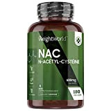NAC N-Acétyl-Cystéine 600mg - 180 Gélules Vegan Sans Gluten (6 Mois d'Approvisionnement) - Dosage Optimal Source d'Acide Aminé Acétyl Cystéine ...
