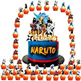 Naruto Decoration Gateau Anniversaire, 49 PCS Naruto Decoration Gateau, Naruto Deco Gateau Inclus 1Cake Topper y 48 Cupcake Topper,Gâteaux Anniversaire ...