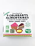 NAT-ALI - Assortiment de 3 colorants alimentaires bio 3 x 5 g - Rose, jaune & vert d origine végétale