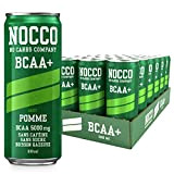 NOCCO Boisson énergissante goût pêche 180 mg caféine 24x330ml Boissons énergétiques, Sans Sucre BCAA (Pomme)