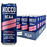 NOCCO Boisson énergissante goût tropical 180 mg caféine 24x330ml Boissons énergétiques, Sans Sucre BCAA (Tropical)