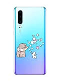 Oihxse Compatible pour Huawei Nova 5/Nova 5 Pro Coque [Mignon Transparente Éléphant Lapin Motif Séries] Housse TPU Souple Protection Étui ...