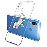 Oihxse Compatible pour Silicone Samsung Galaxy A10/M10/A105 Coque Crystal Transparente TPU Ultra Fine Souple Housse avec Motif [Elephant Lapin] Anti-Rayures ...