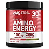 Optimum Nutrition Amino Energy, Pre workout en Poudre, Energy Drink avec Bêta-Alanine, Vitamine C, Caféine et Acides Aminés, Saveur Fraise ...