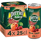 Perrier® & Juice Pêche Cerise boisson pétillante faible en calories 4 x 25 cl