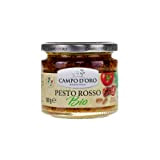 PESTO ROUGE BIO À LA TOMATE FRAÎCHE 180 GR. Produit bio sicilien à base de tomates fraîches, basilic, amandes et ...