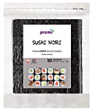 PRUMI Sushi Nori Lot de 50 feuilles d'algues grillées refermables, halal, BRC alimentaire, qualité supérieure (doré), produit de Corée de ...