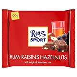ritter Rhum Sport, Raisins Et Noisettes Chocolat Au Lait 100G - Paquet de 2