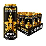 Rockstar Energy Drink Original - Boisson rafraîchissante contenant de la caféine pour l'énergie Kick, jetable (12 x 500 ml)