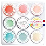 SCRAP COOKING - Boite de 9 Colorants Alimentaires Pastel en Poudre - Bleu, Jaune, Corail, Rose, Turquoise, Vert Citron, Blanc, ...