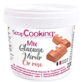 SCRAP COOKING Mix Glaçage Miroir, Or Rose Ingrédient pour Pâtisseries, Desserts, Buches de Noël, Entremets, Mousses, Gâteaux, 220 g