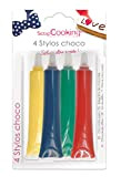 SCRAP COOKING Stylos Goût Choco Rouge/Bleu/Jaune/Vert 4 x 25 g