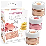ScrapCooking - 3 Colorants de Surface Irisés - Colorants Alimentaires Poudre Or, Or Rose & Rubis - Pour Pâtisseries, Biscuits, ...