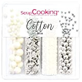 ScrapCooking - Décors Sucrés « Cotton Mix » 61 g - Assortiment 4 Variétés : Étoiles Grises & Perles Argentées, Bubbles ...