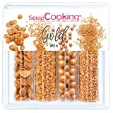 ScrapCooking - Décors Sucrés « Gold Mix » 62 g - Assortiment Or Métallique Doré : Confettis, Étoiles, Bubbles, Vermicelles - ...