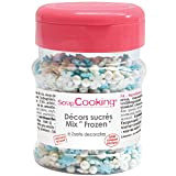 ScrapCooking - Pot de Décors Sucrés Mix Frozen 115 g - Perles & Flocons en Sucre - Mélange Blanc, Bleu ...