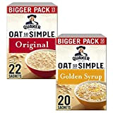 Set Clevvery flocons d’avoine Quaker Oat so Simple Porridge Original 22 sachets x 27 grammes et Golden Syrup 20 sachets x ...