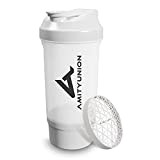 Shaker à protéines 700 ml FYRA étanche - sans BPA avec compartiment à poudre, tamis et balance pour shakes crémeux, ...