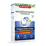 SUPERDIET-Magnésium Marin et Vitamine B6 - Réduction de la fatigue, Bon fonctionnement du système nerveux-Goût citron-20 ampoules de 15ml