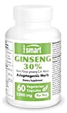Supersmart - Ginseng 500 mg - Standardisé à 30% Ginsenosides - Aide à Améliorer la Concentration, la Mémoire et l'Endurance ...