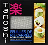 Tanoshi Feuilles de riz carrées pour sushis, rouleaux de printemps, makis - 7 feuilles (70 g) - Lot de 10