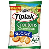 TIPIAK - Croutons Croustillants Ail -25% Sel 80G - Lot De 4 - Offre Special