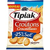 Tipiak Croûtons croustillants nature, - 25% de sel - Le sachet de 80g
