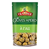Tramier Olives Apéro à l'Ail (1 x 150 g), olives vertes à l'ail, au persil et aux herbes de Provence, ...