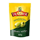 Tramier Olives Vertes Dénoyautées (1 x 100 g), olives de table provenant d'Espagne, olives dénoyautées idéales pour recettes cuites ou ...
