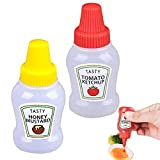 Unyee Bouteille de Sauce Portable,Conteneur de Vinaigrette pour Enfants - 2 Pièces Mini Sauce Bouteilles 25ml Ketchup Squeeze Conteneurs Bouteille ...