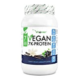 Vegan 7K Protein - 1kg - Vanille Cassis - Poudre de protéine purement végétale avec des protéines de riz, d'amande, ...