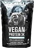Vegan Protein 3K Shake 1 Kg goût neutre - Poudre de protéine végétale à base de protéines de riz, tournesol, ...