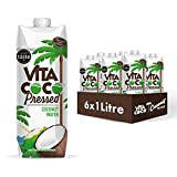 Vita Coco Eau de Coco Pressée 6x1 Litre Naturellement Hydratant, Goût de Noix de Coco, Riche en Électrolytes, Sans Gluten, ...